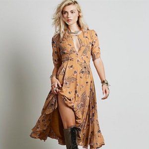 Free People Bonnie Butterfly Keyhole Midi Dress 10